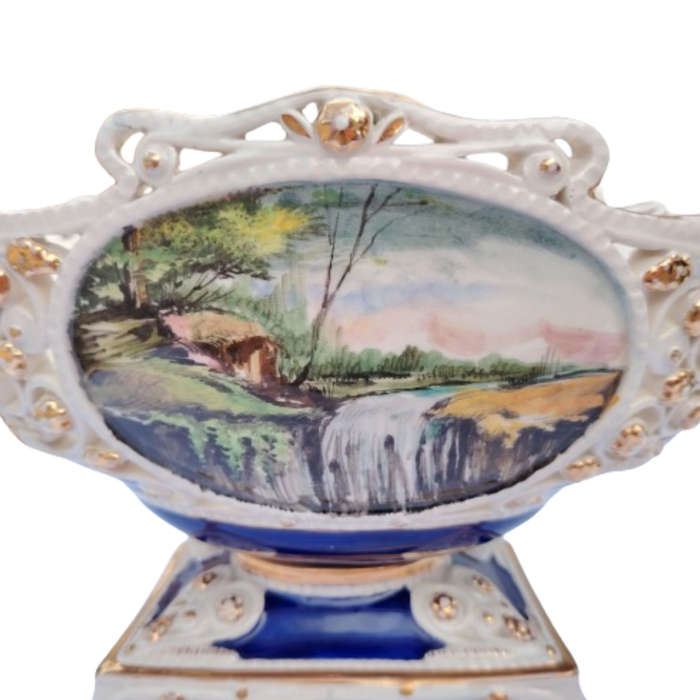 Capodimonte Large Bowl Gold Embellished Angel Cherub with 24k Gold Italy