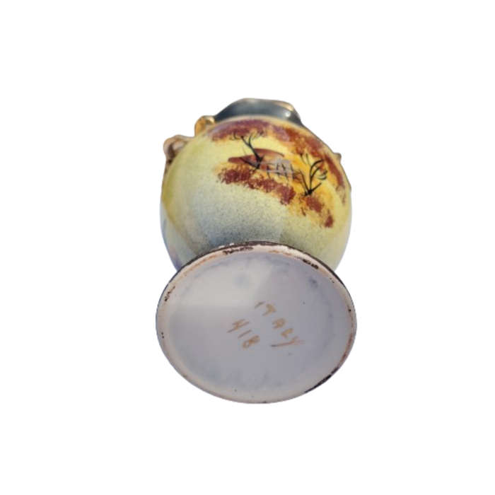 Italian hand painted Urn Vase Gold Rope Handles