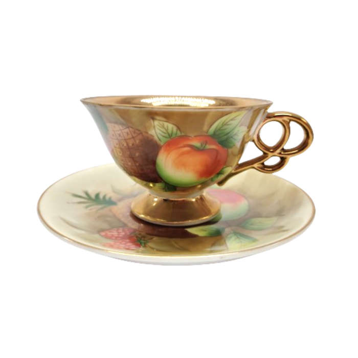 Stunning handpainted Balboa Fruit Design with Gold inside 6 x Trio's