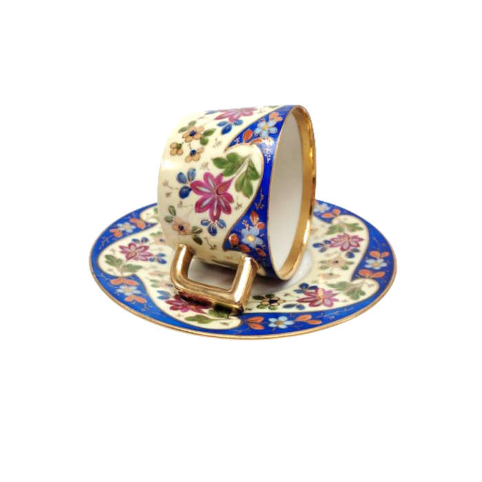 White TK Czechoslovakian with blue & gold floral decoration tea set