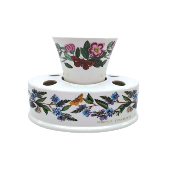 Portmeirion Botanic Garden Toothbrush Holder and beaker in the Speedwell and Rhododendron