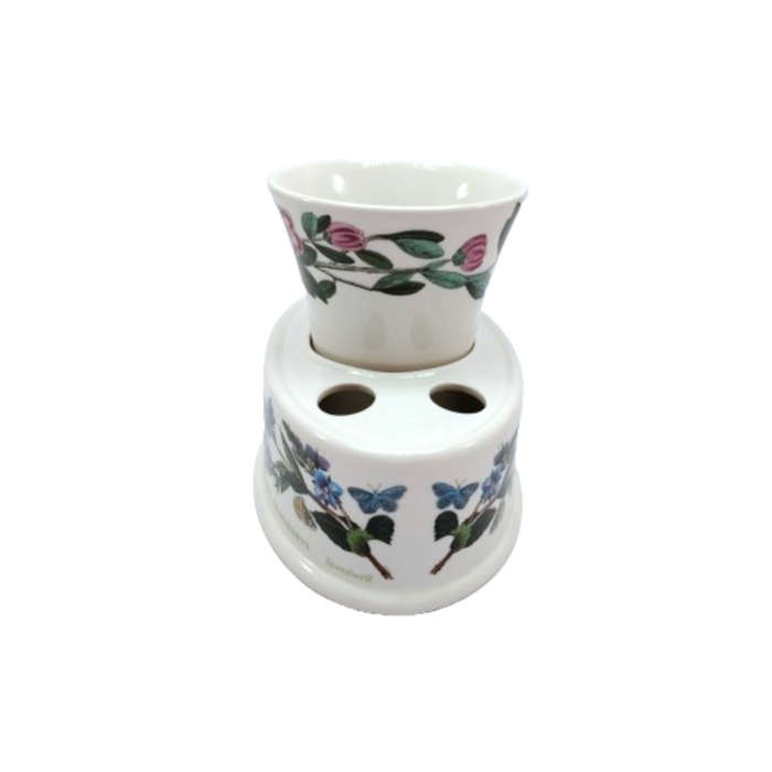Portmeirion Botanic Garden Toothbrush Holder and beaker in the Speedwell and Rhododendron