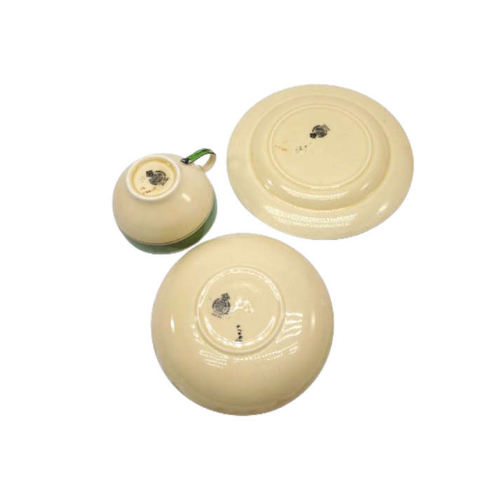 Minton china Vintage Green and Yellow Trio