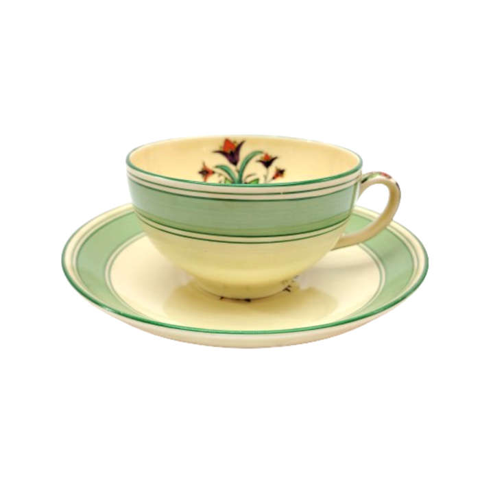 Minton china Vintage Green and Yellow Trio