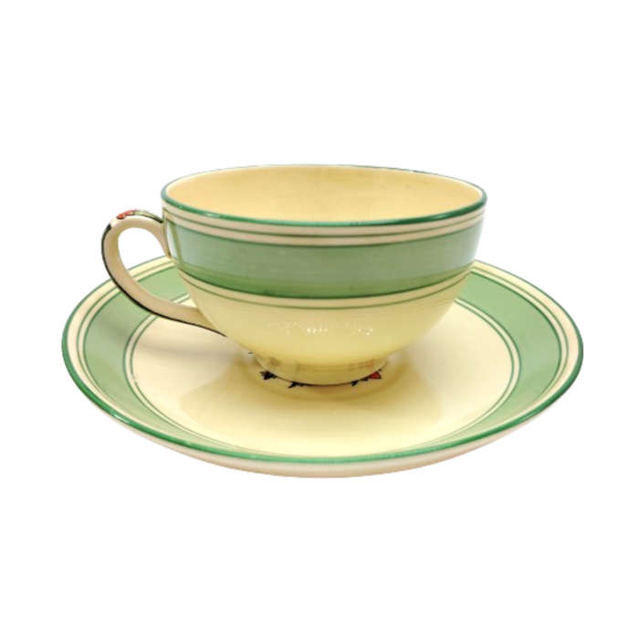 Minton china Vintage Green and Yellow Trio