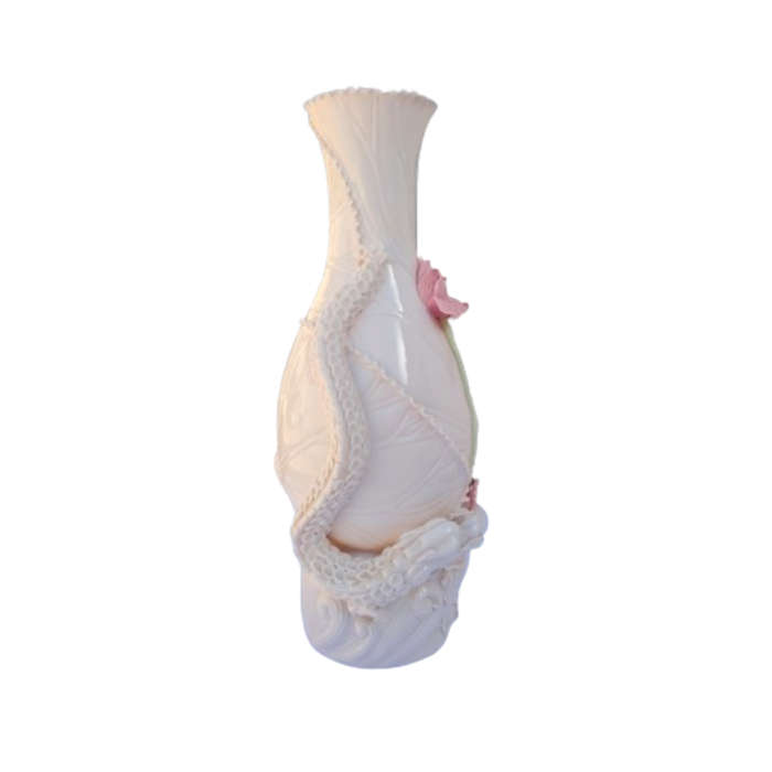 Chinese Dehua Blanc de Chine Porcelain Double Dragon Flaming Pearl Vase
