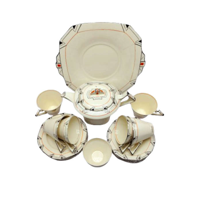 Rare 1930'S Art Deco Alfred Meakin Marigold Princess Shape Geometric Tea Set