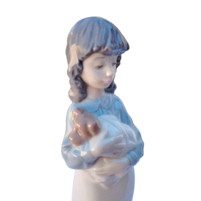 Nao Lladro Figurine Girl Holding a Puppy Dog - Number 525