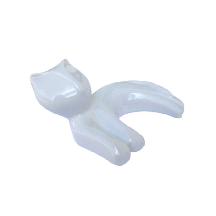 Naaman Israal Porcelain Lying White Cat Figurine