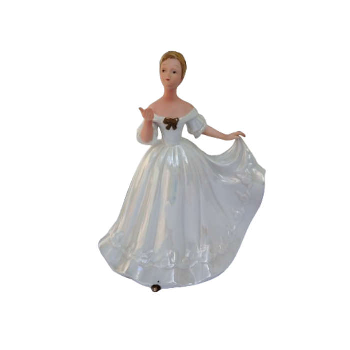 Elegant Lady Figurine Pearly White Dress