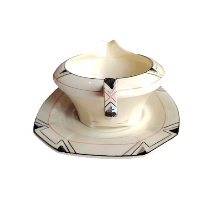 Rare 1930'S Art Deco Alfred Meakin Marigold Princess Shape Geometric Gravy Boat