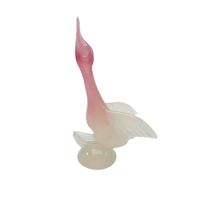 Pink and opaque white art glass bird