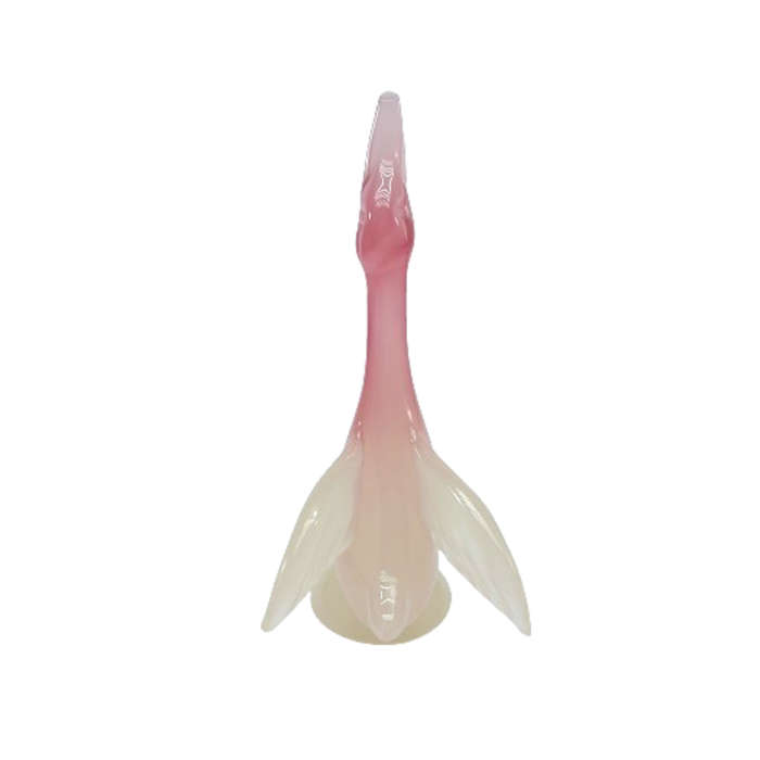 Pink and opaque white art glass bird