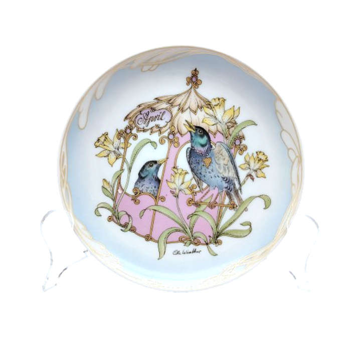 Hutschenreuther Germany Plate April Birthday Starling Bird and Narcissus