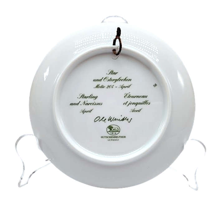 Hutschenreuther Germany Plate April Birthday Starling Bird and Narcissus