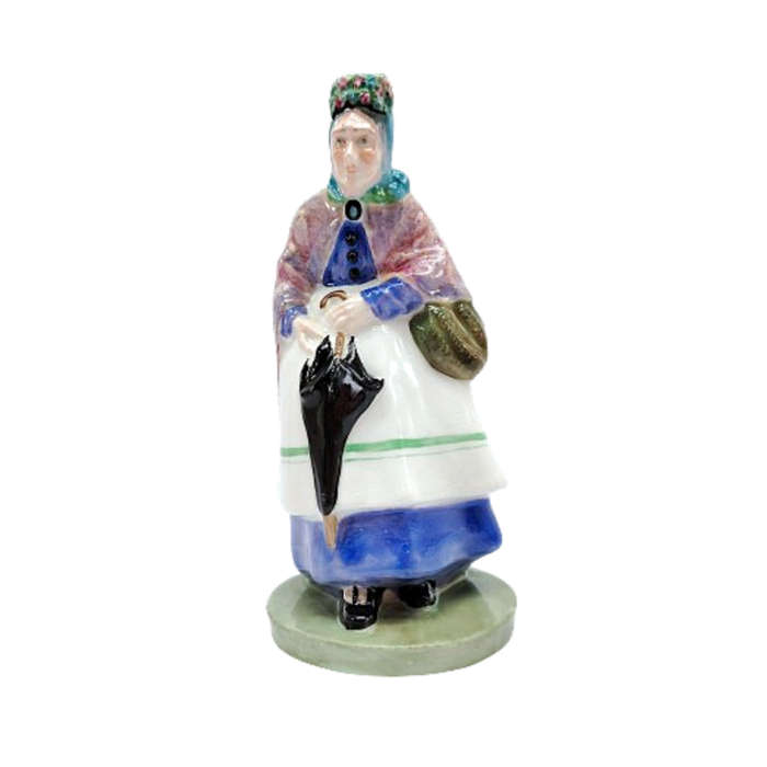 Crown Staffordshire England China Old Lady with Umbrella Figurine