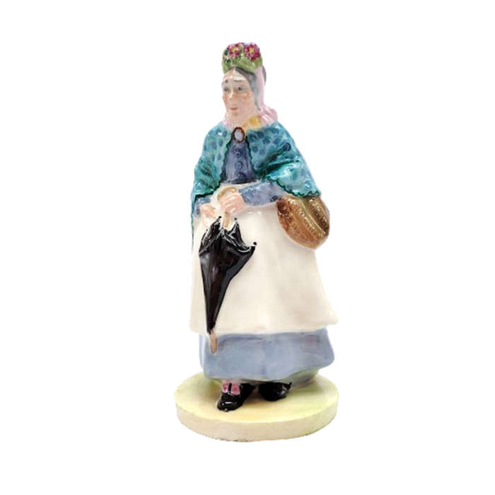 Crown Staffordshire England China Old Lady with Umbrella Figurine