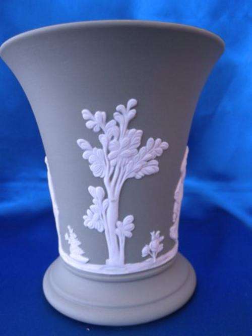 Vintage Wedgwood Jasper Sage Green Vase  #