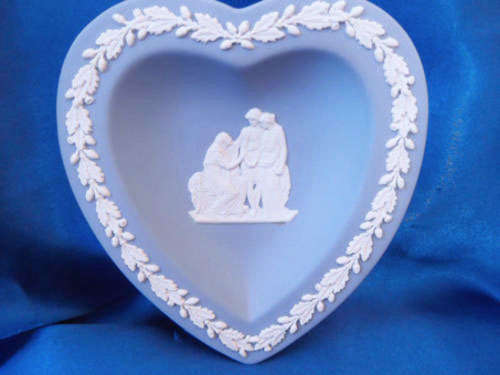 Vintage Wedgwood Jasper Blue Heart Dish  #