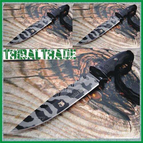 2 to GO!! COLUMBIA SA26 TACTICAL FIXED BLADE KNIFE - Military Camo Blade - Durable non-slip handle.