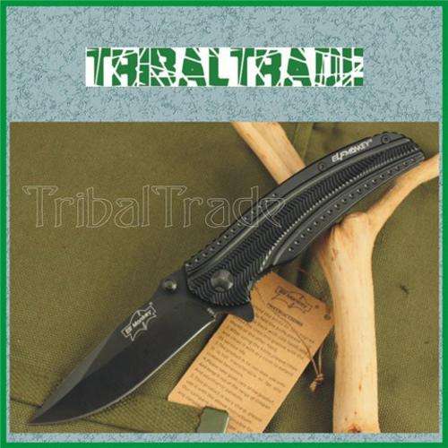 3 to GO!! ELF MONKEY 089 FOSSIL TACTICAL FOLDING KNIFE - Aluminium Handle, Black Oxide Blade - *WOW*