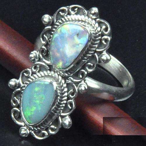 GORGEOUS AUSTRALIAN RAINBOW FIRE OPAL .925 SOLID STERLING SILVER FILIGREE RING!