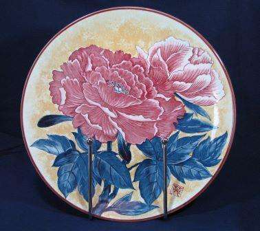 Imperial Imari Plate, Peonies, by Prof Toshio Mitumura.