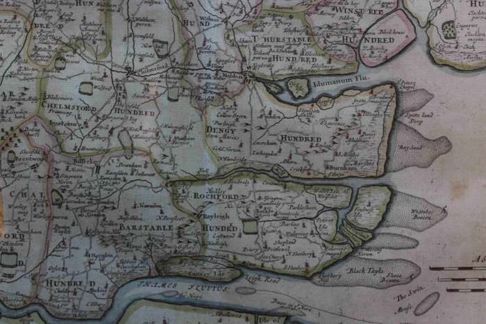 Antique Map of Essex By Robert Morden, from Camdens Brittania 1695.