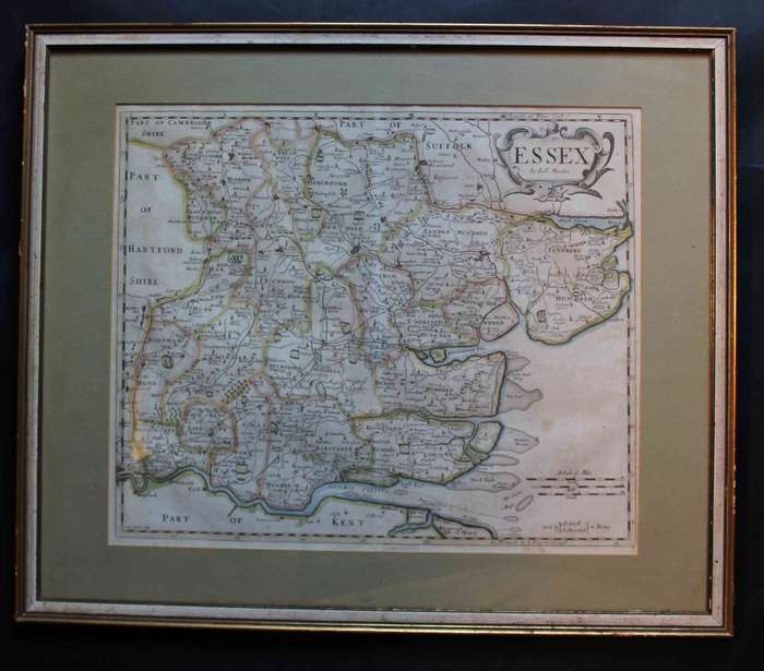 Antique Map of Essex By Robert Morden, from Camdens Brittania 1695.