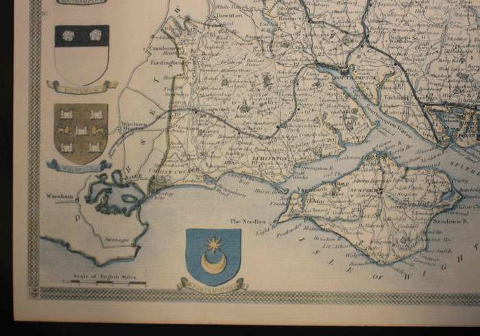 Vintage Map of County of Hampshire England, by Wrightsons Foil Graphics