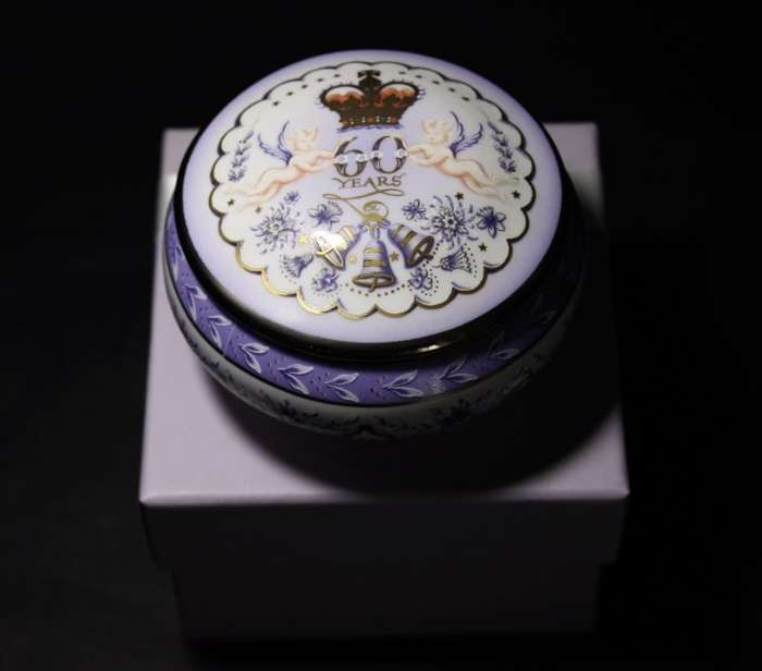 Staffordshire English Fine Bone China Trinket Bowl and Lid.