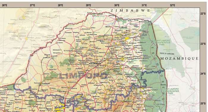 South Africa Provincial Political and Physical Wall Map 2015 Printed.