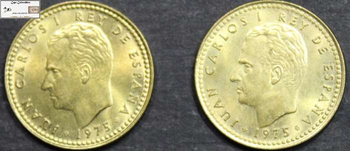 Spain 1 Peseta 1975 x 2 (Two Coins) Circulated.