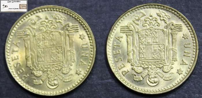 Spain 1 Peseta 1975 x 2 (Two Coins) Circulated.