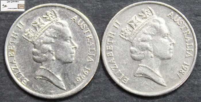 Australia 5 Cent 1987/1996 (Two Coins) Circulated