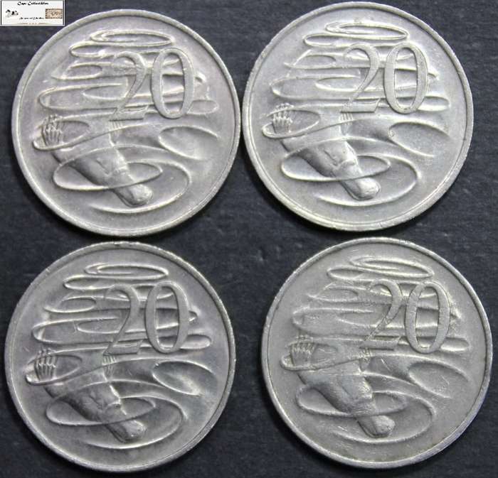 Australia 20 Cent 3x1980/1981 (Four Coins) Circulated
