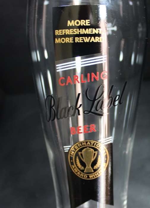 Set of Four Carling Black Label 500ml Beer Glasses.