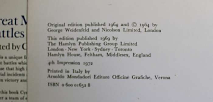Great Military Battles Edited by Cyril Falls Hardcover Book