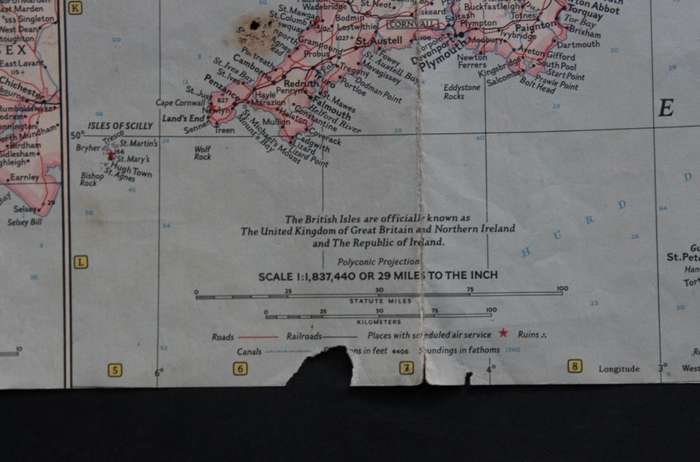 Vintage National Geographic Map of the British Isles 1958