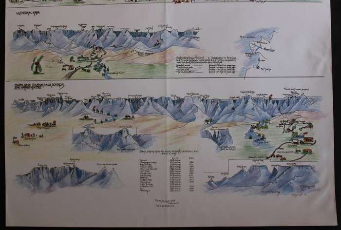 Panorama of the Drakensberg Poster drawn by M Zonneveld