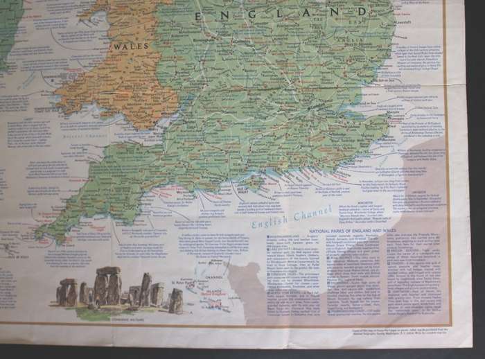 National Geographic A Travelers Map of the British Isles Poster Wall Map 1974
