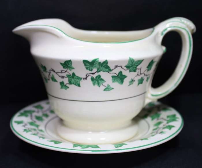 Vintage Burleigh Ware Sauce Jug and Saucer Tudor Style