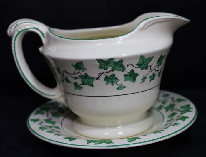 Vintage Burleigh Ware Sauce Jug and Saucer Tudor Style
