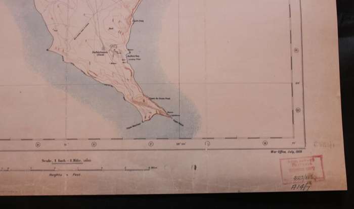 Reproduction Printed Map of the Cape Peninsula - Issued by The War Office 1909.