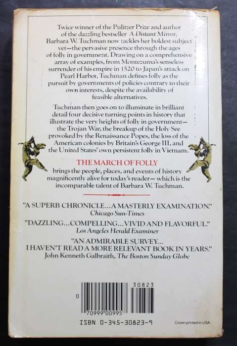 The March Of Folly From Troy to Vietnam by Barbara Tuchman Softcover Book