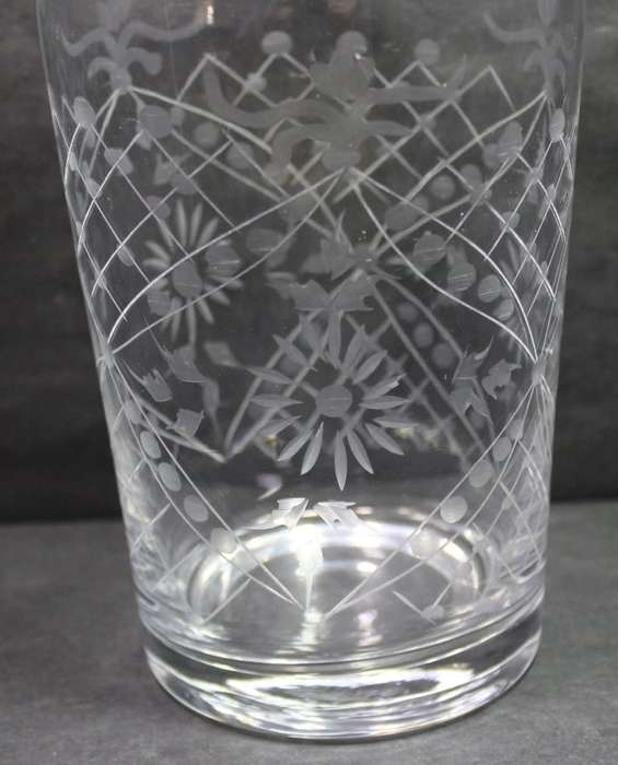 Tall Elegant Glass Decanter with Collar and Ball Shaped Stopper