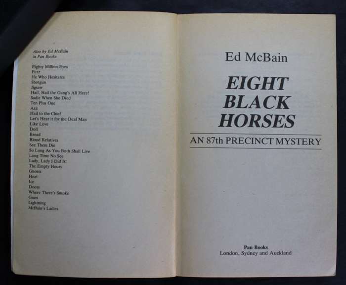 Ed McBain Eight Black Horses an 87th Precint Novel Softcover Book