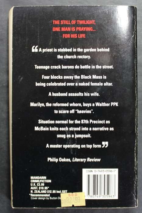 Ed McBain Vespers an 87th Precint Novel Softcover Book