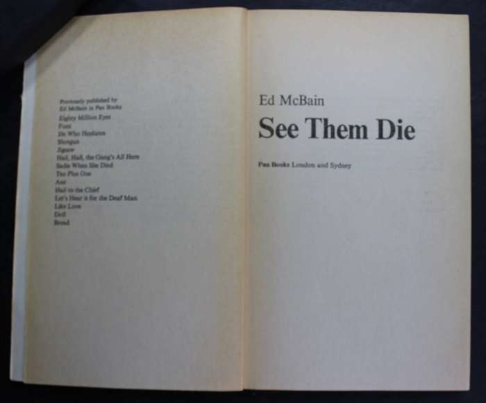 Ed McBain See Them Die an 87th Precint Mystery Softcover Book