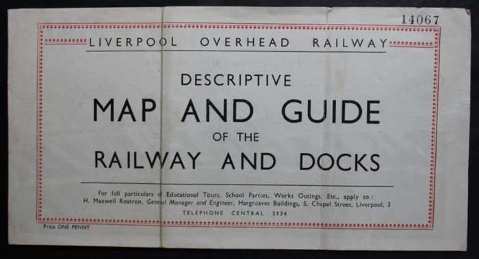 Vintage Folded Map of the Liverpool Overhead Railway 1930`s